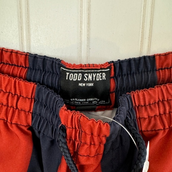 Todd Snyder Red and Navy Swim Trunks - Picture 3 of 6